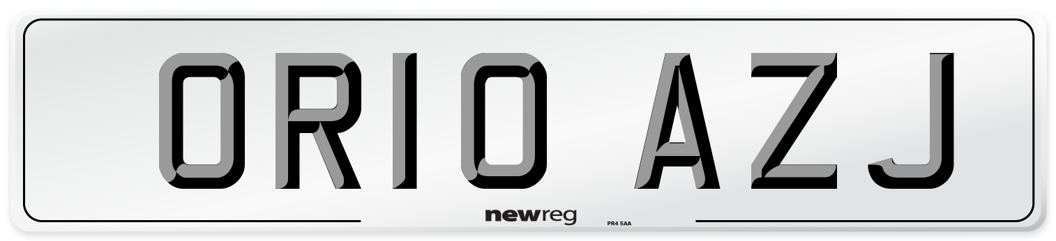 OR10 AZJ Number Plate from New Reg